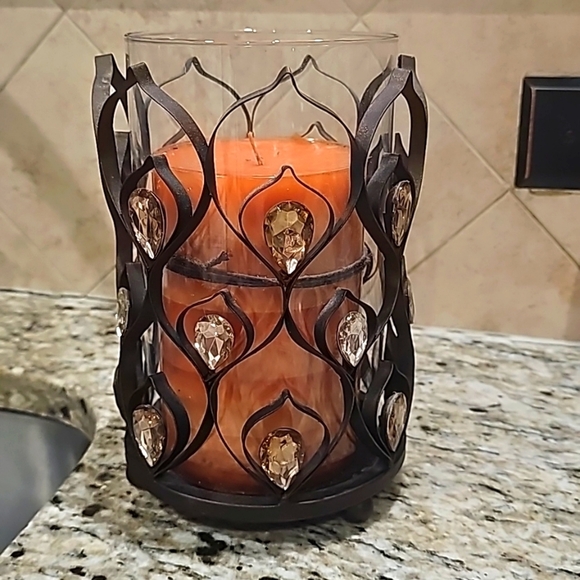 Pier 1 Wrought Iron Candle Holder with Candle - Picture 1 of 4